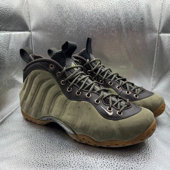 Size 10.5  Nike Air Foamposite One PRM Olive Gum Army Mens Sneakers 575420-200 - Picture 1 of 10